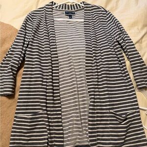 Karen Scott Black and White Striped Blazer